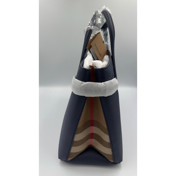 Burberry Medium Banner House Check Derby Leather Tote Shoulder Bag Regen… - Picture 4 of 15